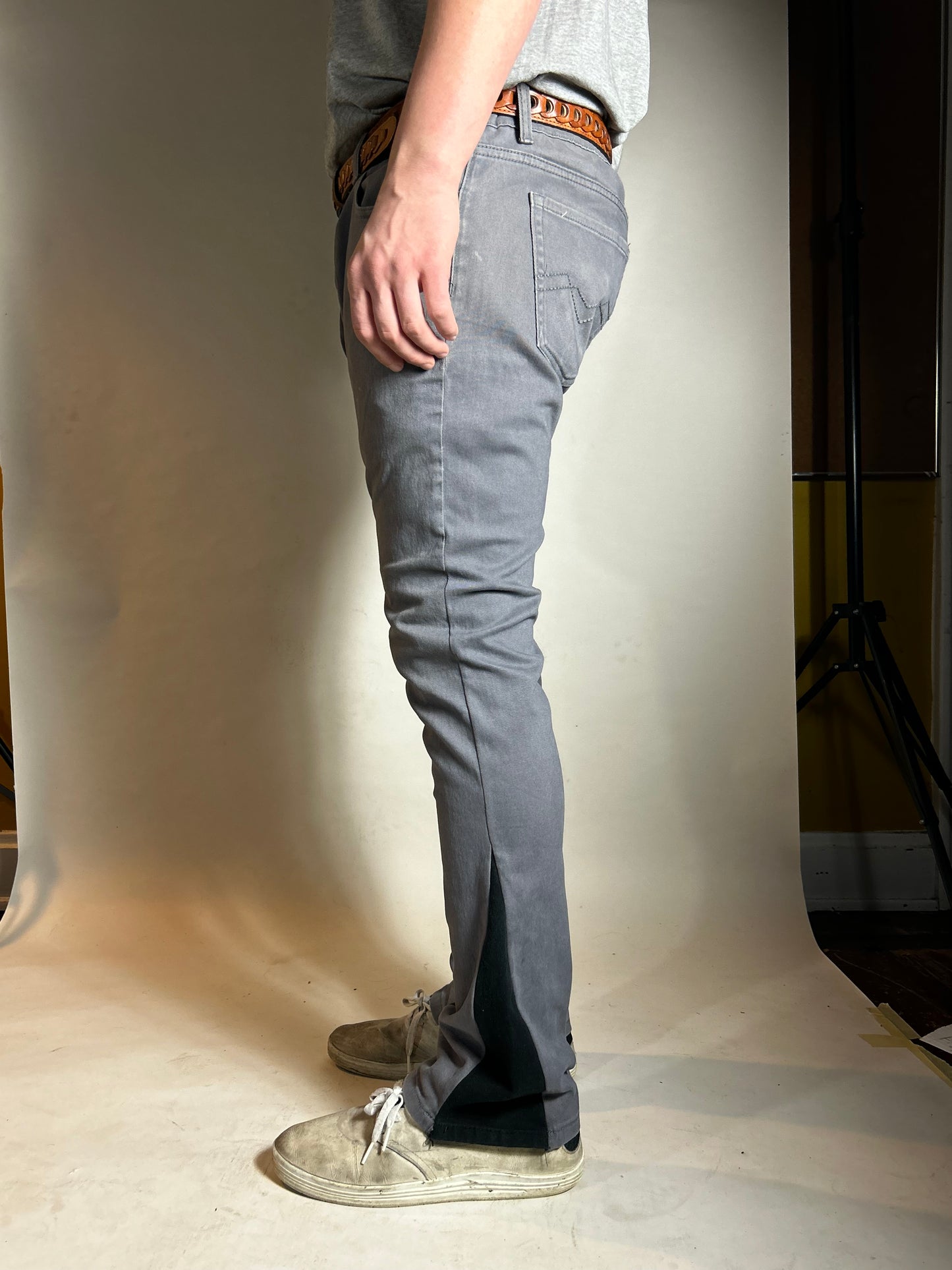 Grey & Black Flared Pants