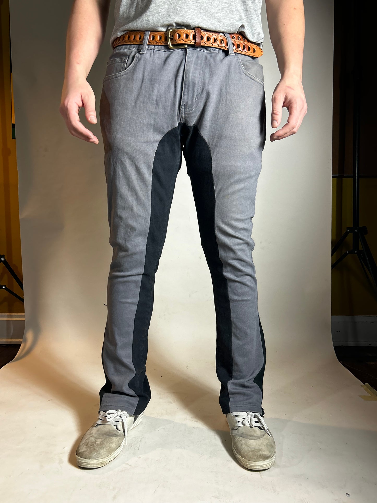 Grey & Black Flared Pants