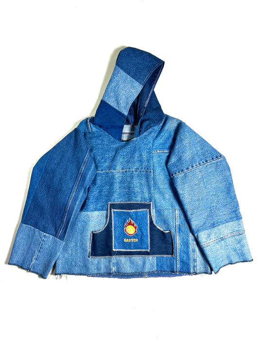 Patchwork Denim Hoodie